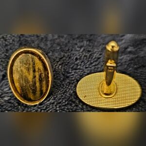 Elegant Vintage Gold And Tiger Eye Oval Cufflinks